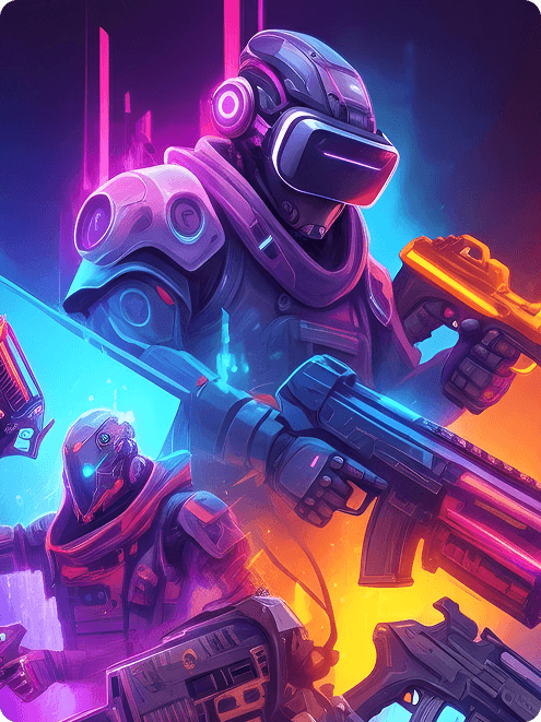 Gamer playing on a SensePC cloud gaming PC streamed to a laptop with neon cyberpunk lighting
